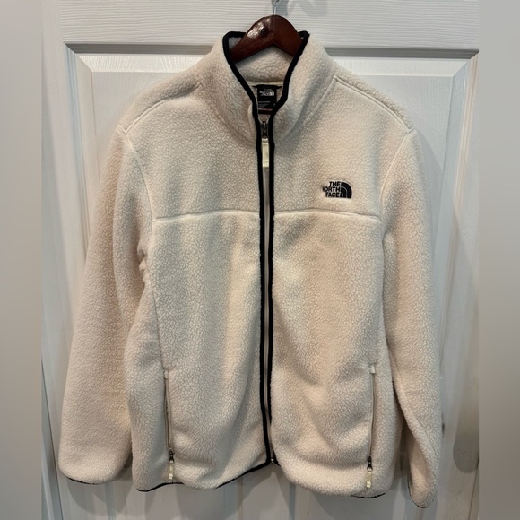 The North Face Peak Fleece Sherpa Jacket Men’s Size XL Cream with Navy Blue - Picture 1 of 10